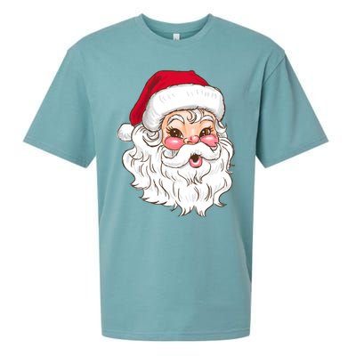 Vintage Santa Claus Head Cute Holiday Season Christmas Gift Funny Gift Sueded Cloud Jersey T-Shirt