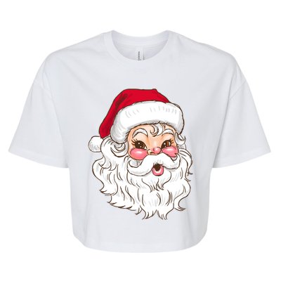 Vintage Santa Claus Head Cute Holiday Season Christmas Gift Funny Gift Bella+Canvas Jersey Crop Tee