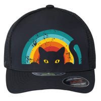 Vintage Style Cat Retro Distressed Cat Flexfit Unipanel Trucker Cap