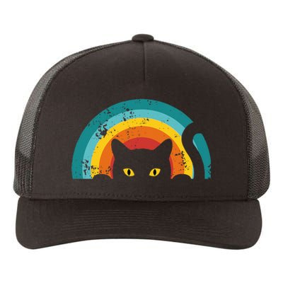 Vintage Style Cat Retro Distressed Cat Yupoong Adult 5-Panel Trucker Hat