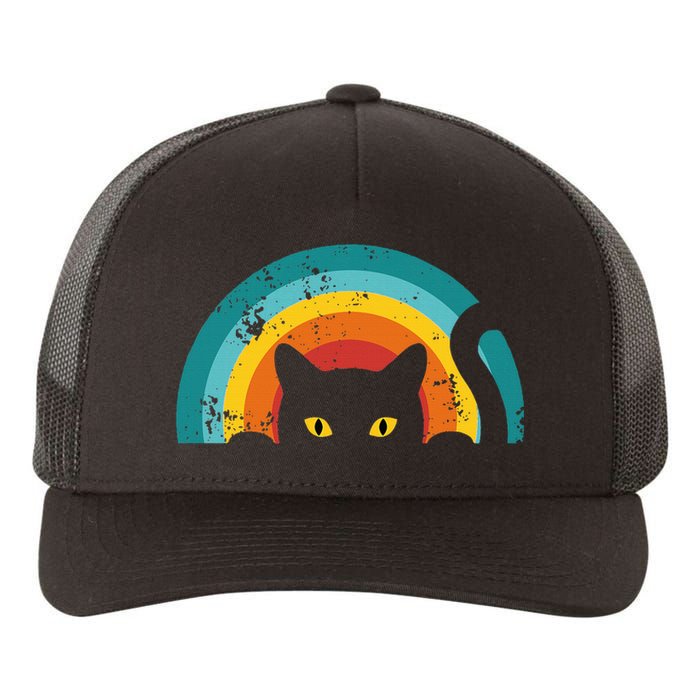 Vintage Style Cat Retro Distressed Cat Yupoong Adult 5-Panel Trucker Hat