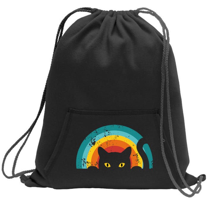 Vintage Style Cat Retro Distressed Cat Sweatshirt Cinch Pack Bag