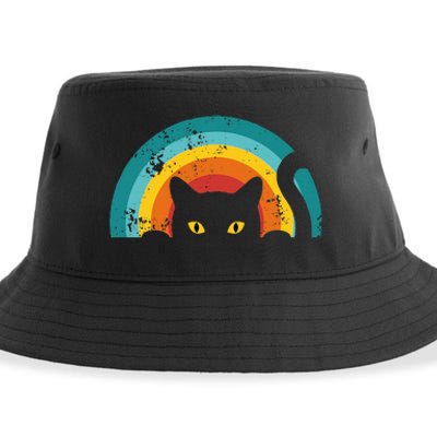 Vintage Style Cat Retro Distressed Cat Sustainable Bucket Hat