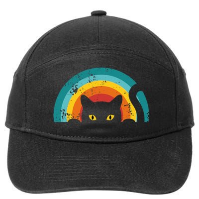 Vintage Style Cat Retro Distressed Cat 7-Panel Snapback Hat