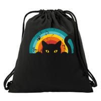 Vintage Style Cat Retro Distressed Cat Drawstring Bag