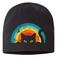 Vintage Style Cat Retro Distressed Cat Sustainable Beanie