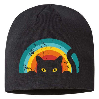 Vintage Style Cat Retro Distressed Cat Sustainable Beanie