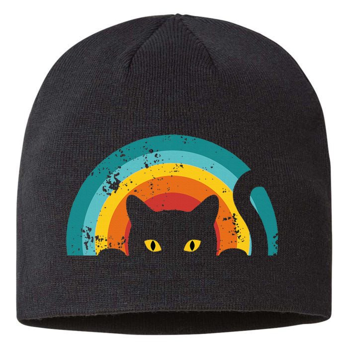 Vintage Style Cat Retro Distressed Cat Sustainable Beanie