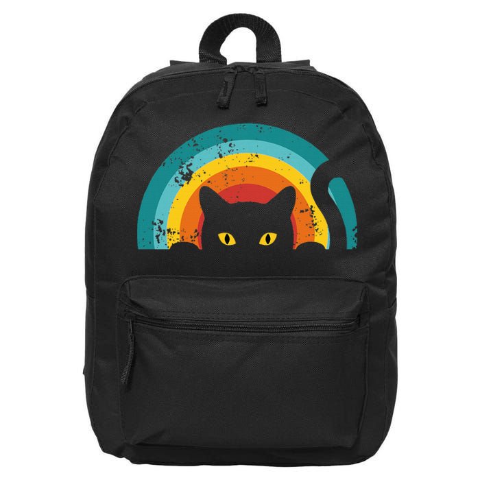 Vintage Style Cat Retro Distressed Cat 16 in Basic Backpack