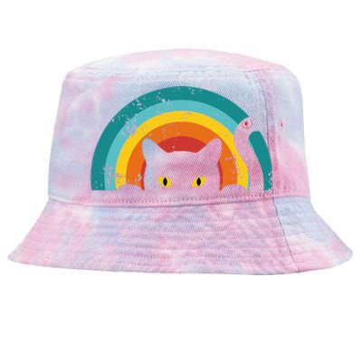 Vintage Style Cat Retro Distressed Cat Tie-Dyed Bucket Hat