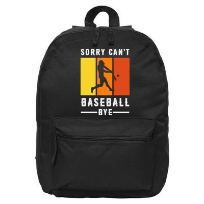 Vintage Sorry Can't Baseball Bye Gift For Fan Baseball Sport Team 16 in Basic Backpack