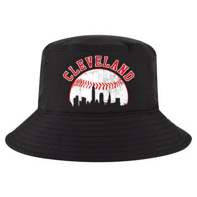 Vintage Skyline Cleveland Baseball Gift Cool Comfort Performance Bucket Hat