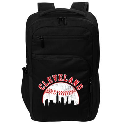 Vintage Skyline Cleveland Baseball Gift Impact Tech Backpack