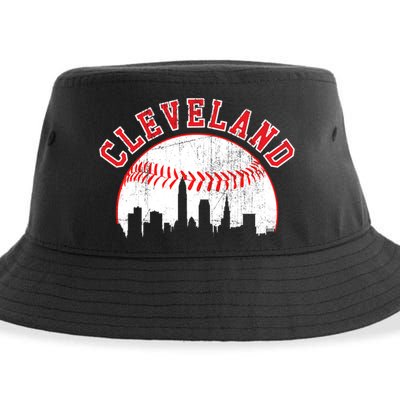 Vintage Skyline Cleveland Baseball Gift Sustainable Bucket Hat
