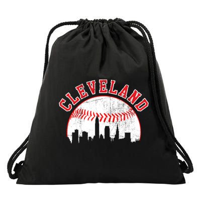 Vintage Skyline Cleveland Baseball Gift Drawstring Bag