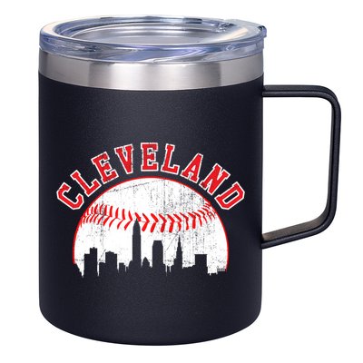 Vintage Skyline Cleveland Baseball Gift 12oz Stainless Steel Coffee Mug