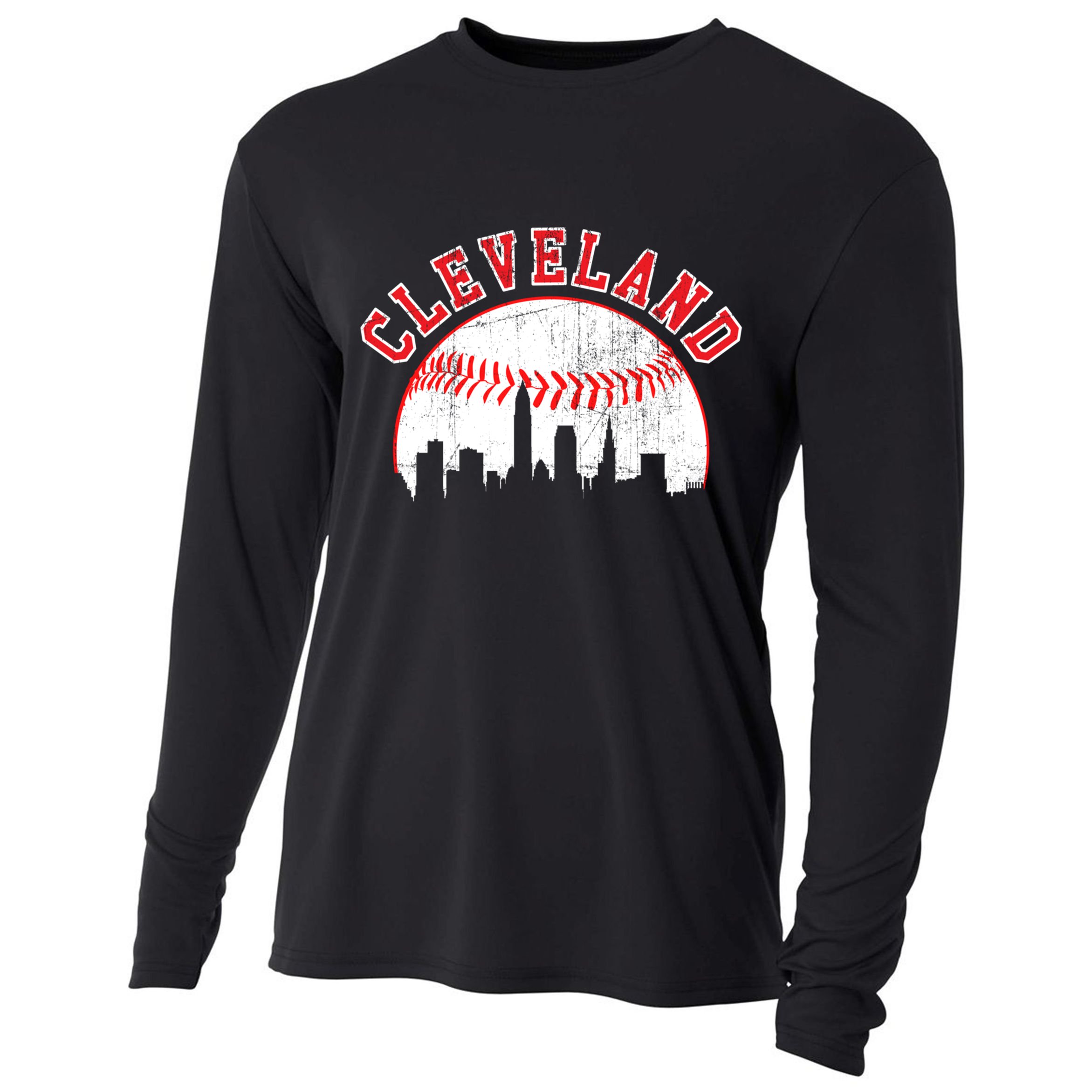 Vintage Skyline Cleveland Baseball Gift Cooling Performance Long Sleeve Crew