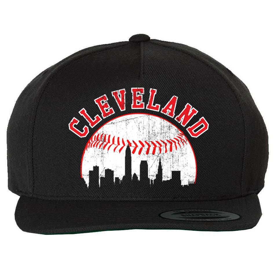 Vintage Skyline Cleveland Baseball Gift Wool Snapback Cap