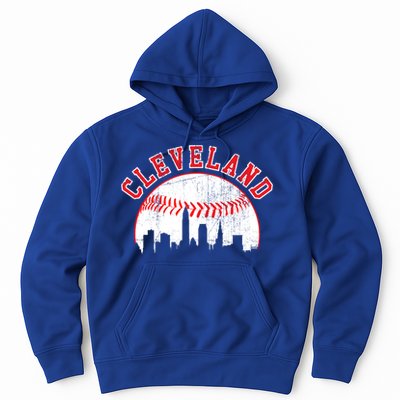 Vintage Skyline Cleveland Baseball Gift Hoodie