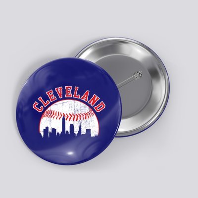 Vintage Skyline Cleveland Baseball Gift Button