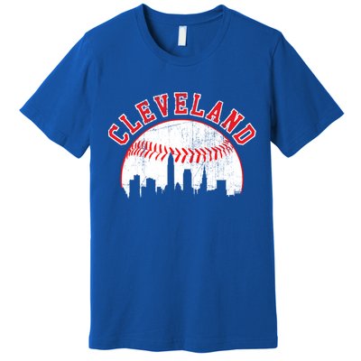 Vintage Skyline Cleveland Baseball Gift Premium T-Shirt