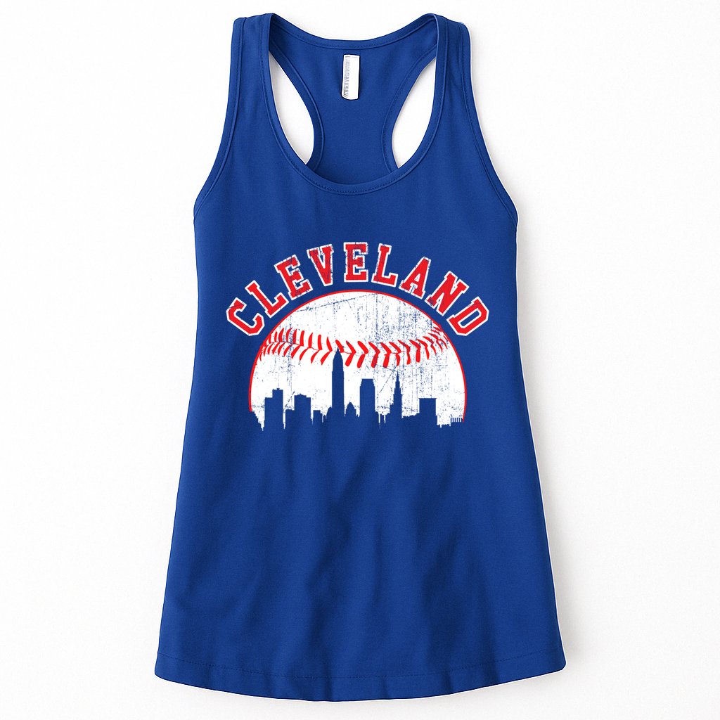 Vintage Skyline Cleveland Baseball Gift Womens Tank Top