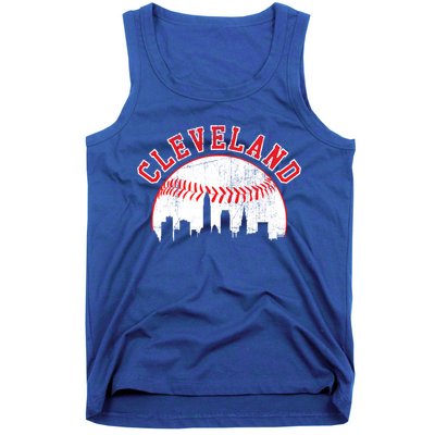 Vintage Skyline Cleveland Baseball Gift Tank Top