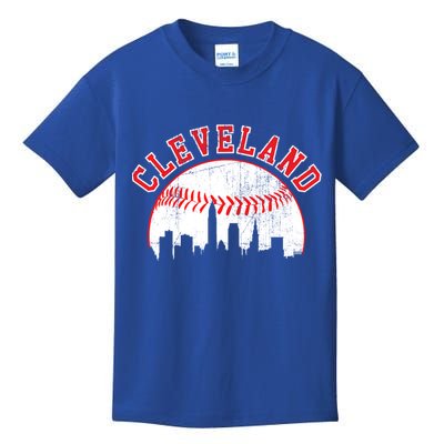 Vintage Skyline Cleveland Baseball Gift Kids T-Shirt