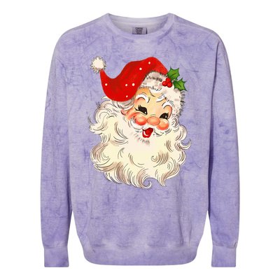 Vintage Santa Claus Face Christmas Xmas Santa Claus Colorblast Crewneck Sweatshirt