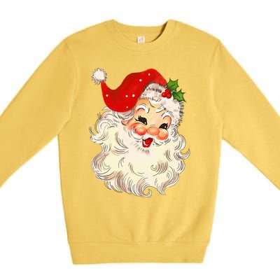 Vintage Santa Claus Face Christmas Xmas Santa Claus Premium Crewneck Sweatshirt