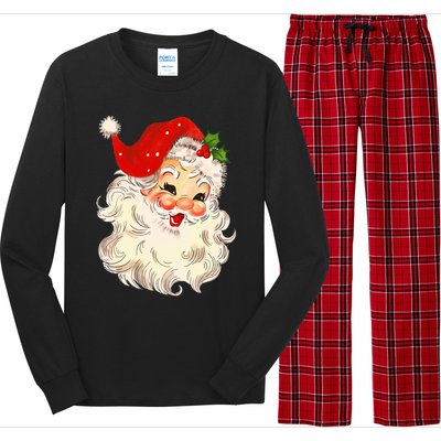 Vintage Santa Claus Face Christmas Xmas Santa Claus Long Sleeve Pajama Set