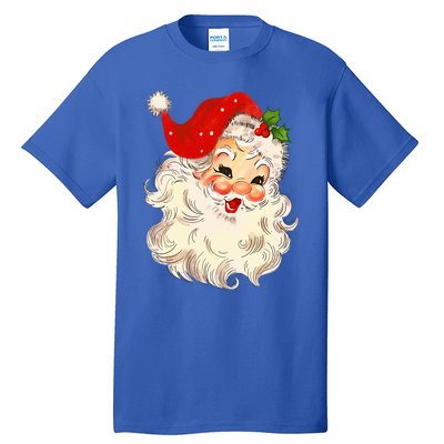 Vintage Santa Claus Face Christmas Xmas Santa Claus Tall T-Shirt