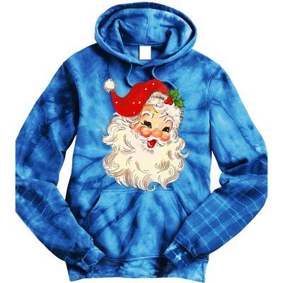 Vintage Santa Claus Face Christmas Xmas Santa Claus Tie Dye Hoodie