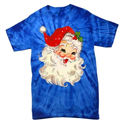 Vintage Santa Claus Face Christmas Xmas Santa Claus Tie-Dye T-Shirt