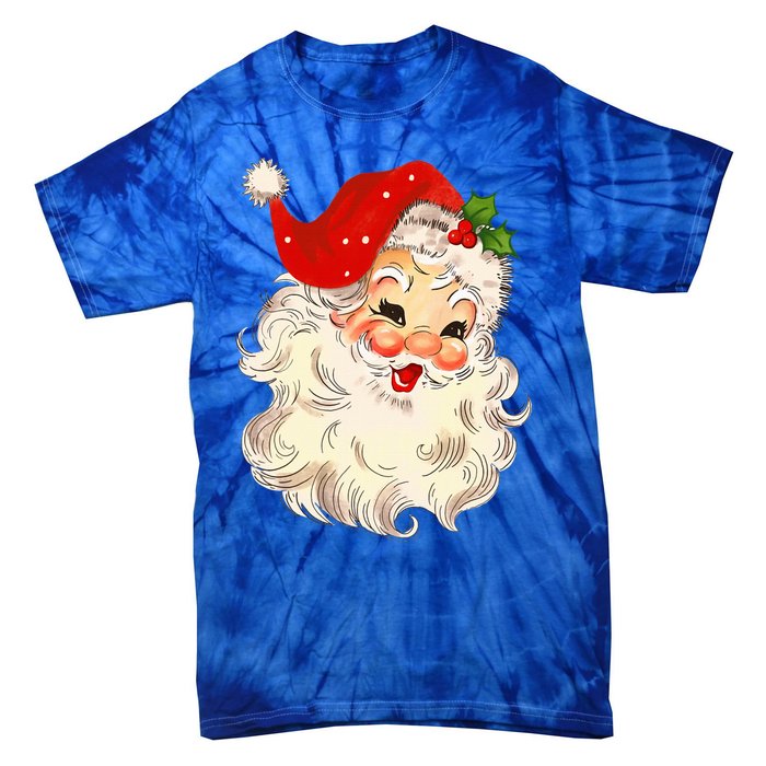 Vintage Santa Claus Face Christmas Xmas Santa Claus Tie-Dye T-Shirt