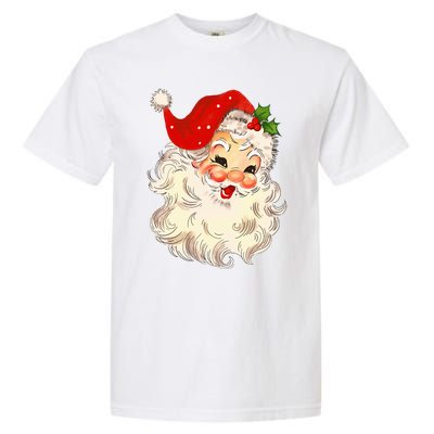 Vintage Santa Claus Face Christmas Xmas Santa Claus Garment-Dyed Heavyweight T-Shirt