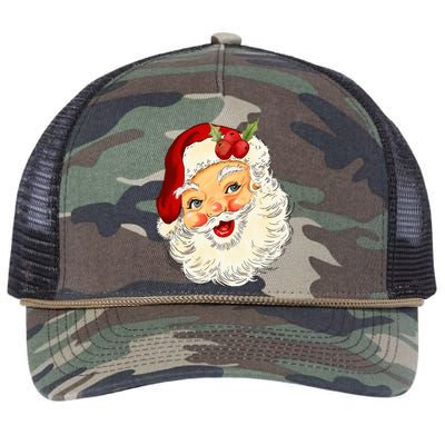 Vintage Santa Claus Face Christmas Xmas Santa Claus  Retro Rope Trucker Hat Cap