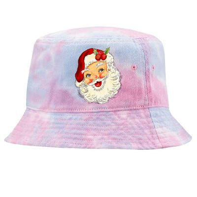 Vintage Santa Claus Face Christmas Xmas Santa Claus  Tie-Dyed Bucket Hat