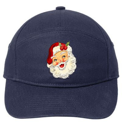 Vintage Santa Claus Face Christmas Xmas Santa Claus  7-Panel Snapback Hat