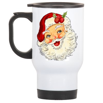 Vintage Santa Claus Face Christmas Xmas Santa Claus  Stainless Steel Travel Mug