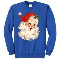 Vintage Santa Claus Face Gift Christmas Xmas Santa Claus Gift Tall Sweatshirt