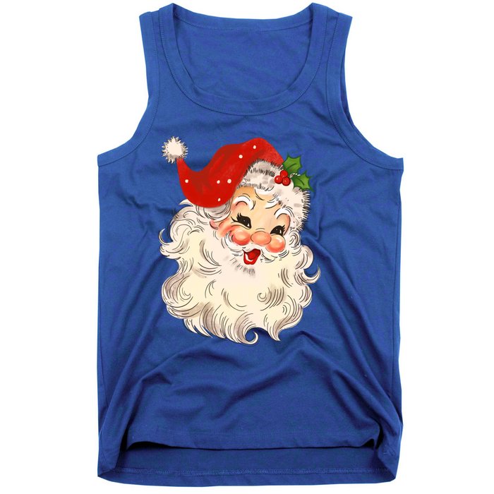 Vintage Santa Claus Face Gift Christmas Xmas Santa Claus Gift Tank Top