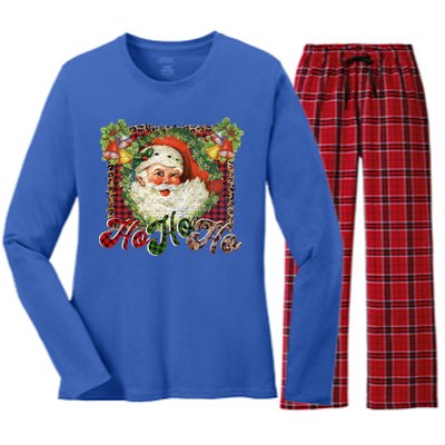 Vintage Santa Claus St Nicholas Old Fashioned Christmas Gift Cool Gift Women's Long Sleeve Flannel Pajama Set 