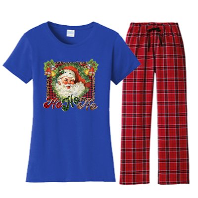 Vintage Santa Claus St Nicholas Old Fashioned Christmas Gift Cool Gift Women's Flannel Pajama Set