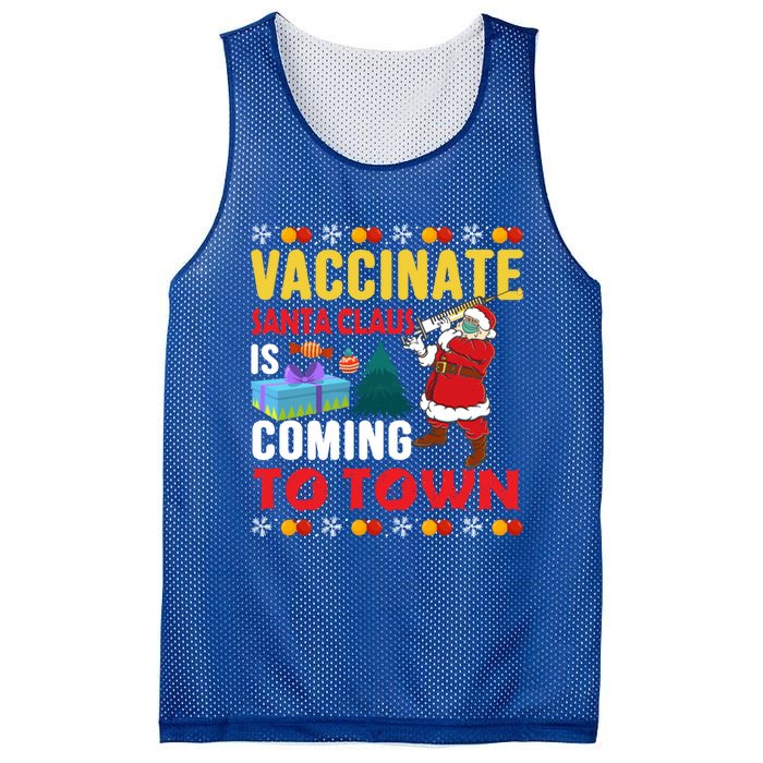 Vaccinate Santa Claus Is Coming To Town Gift Mesh Reversible Basketball Jersey Tank