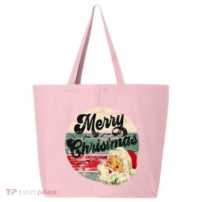 Vintage Santa Claus Merry Christmas Face Old Fashioned 25L Jumbo Tote
