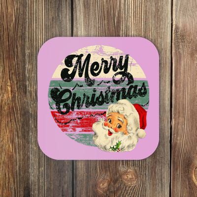 Vintage Santa Claus Merry Christmas Face Old Fashioned Coaster