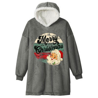 Vintage Santa Claus Merry Christmas Face Old Fashioned Hooded Wearable Blanket