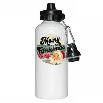 Vintage Santa Claus Merry Christmas Face Old Fashioned Aluminum Water Bottle