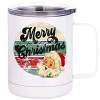 Vintage Santa Claus Merry Christmas Face Old Fashioned 12 oz Stainless Steel Tumbler Cup